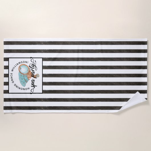 スパパーティーヴィンテージパーソナライズされた誕生日 ビーチタオル (正面)