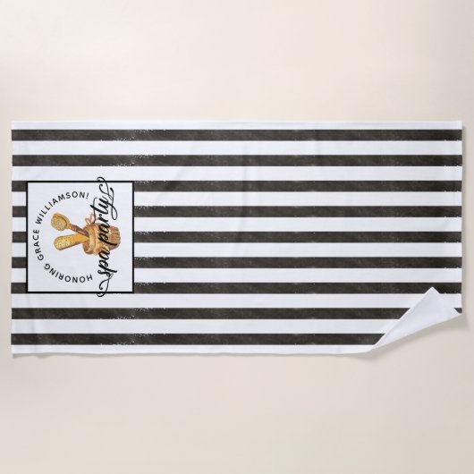スパパーティーヴィンテージパーソナライズされた誕生日 ビーチタオル (正面)