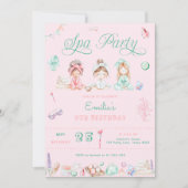 スパパーティー誕生日ピンク 招待状 (正面)