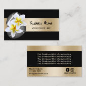 スパプルメリアフラワーズストーンズ金ゴールドバー美しいサロン 名刺 (正面/裏面)