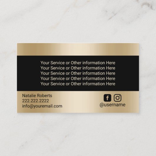 スパプルメリアフラワーズストーンズ金ゴールドバー美しいサロン 名刺 (裏面)