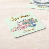 スパベビーシャワーパーティーディナーウェア スクエアペーパーコースター (アングル)