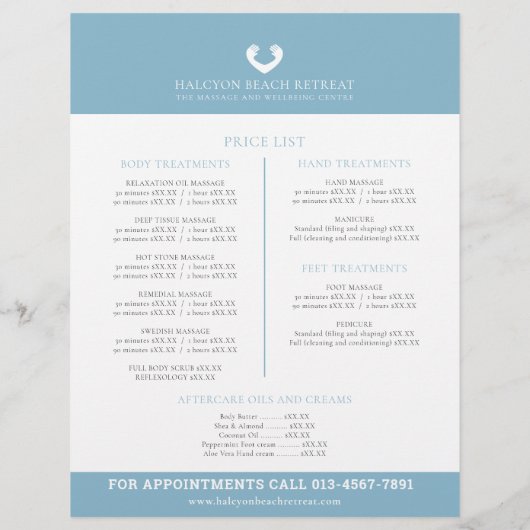 スパマッサージウェルネスセンタートリートメントプロモフライヤー チラシ (裏面)