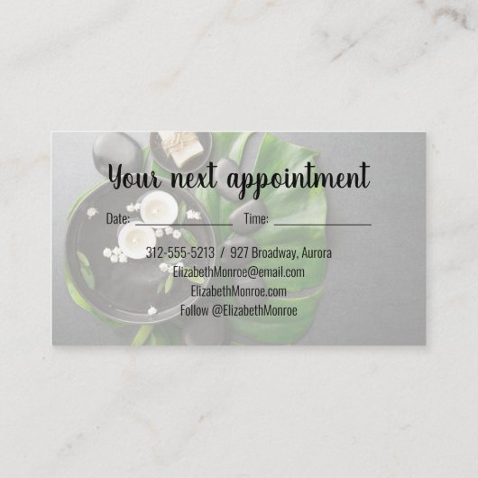 スパマッサージセラピストサロン 名刺 (裏面)