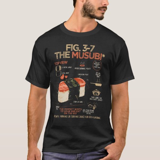 スパムむすび 食品説明図 日本 ハワイ Tシャツ (正面)