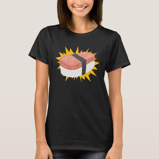 スパムむすび 食品説明図 日本 ハワイ Tシャツ (正面)
