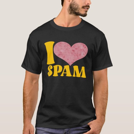 スパム缶詰料理ポークフード大好きハート Tシャツ (正面)