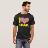 スパム缶詰調理済みポークフード大好きハート Tシャツ (正面フル)