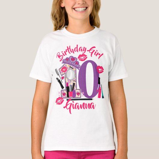 スパメイク誕生日ガール | 年カスタム齢 Tシャツ (正面)