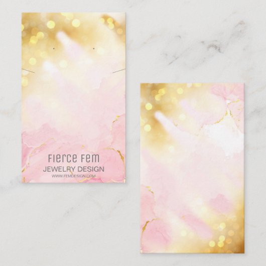 スパモダンークリーピンク及び金ゴールドジュエリー表示カード 名刺 (正面/裏面)