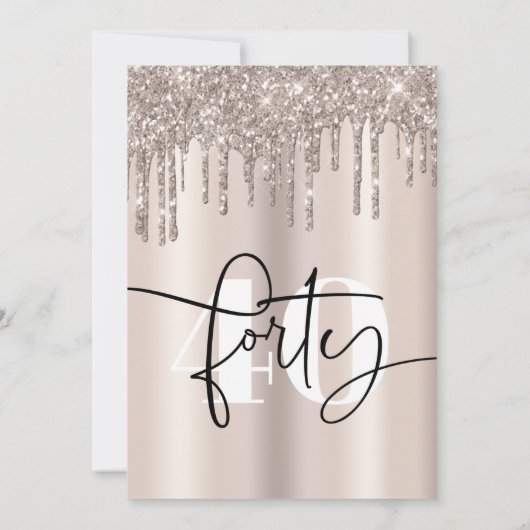 スパモダンークリームグリッター40th誕生日パーティー 招待状 (裏面)