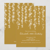 スパモダンークル金ゴールドSweet sixteen誕生会 招待状 (正面/裏面)