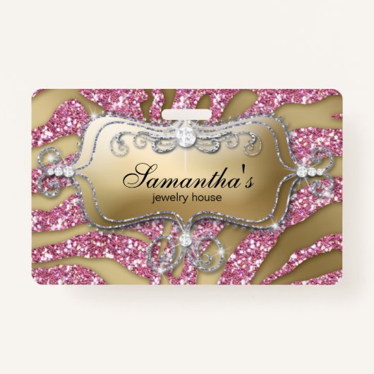 スパルクルジュエリーゼブラ金ゴールドピンク バッジ (正面)