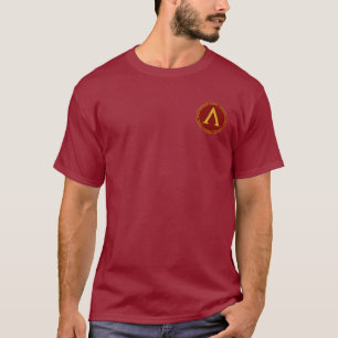 スパルタのあずき色及び金ゴールドLambdaのシールのワイシャツ Tシャツ