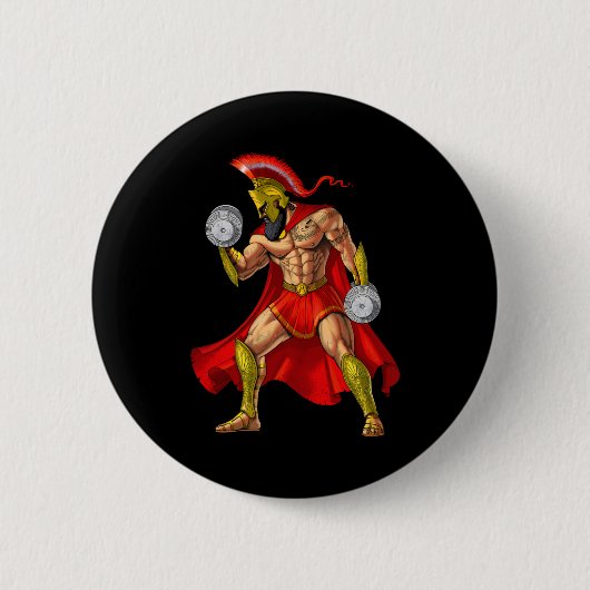 スパルタの戦士の重量挙げ 缶バッジ (正面)