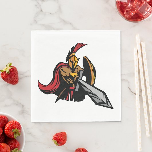 スパルタの戦士マスコット・ボールドレッドとゴールド スタンダードランチョンナプキン
