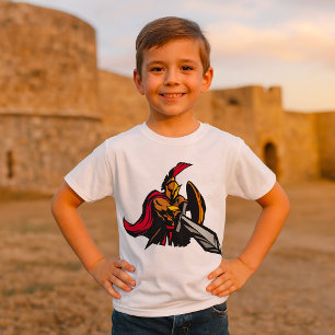 スパルタの戦士マスコット・ボールドレッドとゴールド Tシャツ