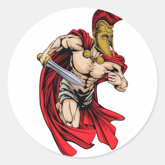 スパルタンのスポーツマスコット ラウンドシール (正面)