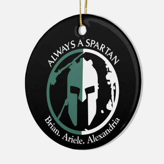 スパルタンの強い環境にやさしいことをしようのパーソナライズ セラミックオーナメント (左)