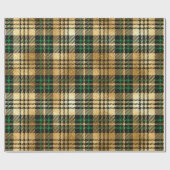 スパルタンの格子模様のダークグリーンとフェイク金ゴールドのクリスマス ラッピングペーパー (フラット)