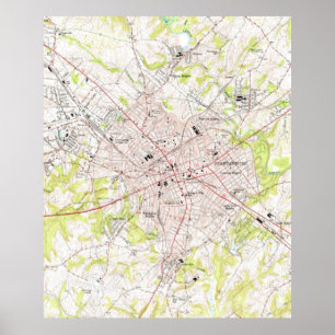 スパルタンバーグサウスカロライナのヴィンテージの地図(1949年) ポスター