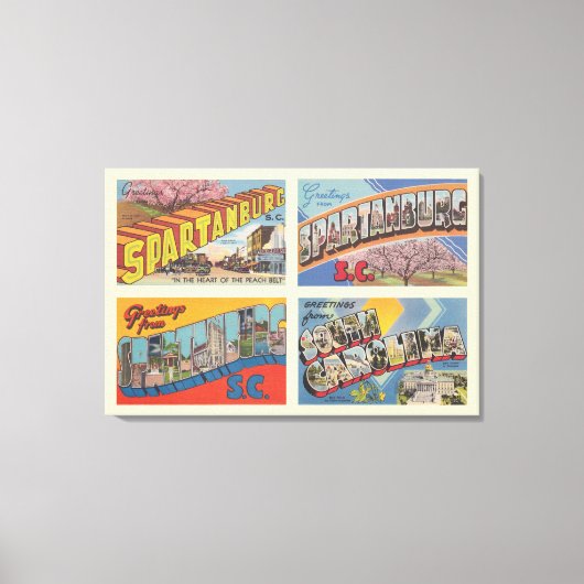 スパルタンバーグサウスカロライナヴィンテージはがき キャンバスプリント (正面)