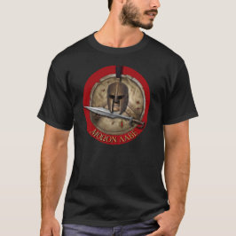 スパルタンヘルム・モロンレーベ・レッドバックグラウンドTシャツ Tシャツ