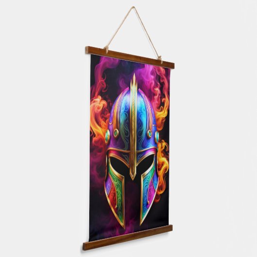 スパルタンヘルメットウォールタペストリー 吊り下げ型タペストリー (傾斜あり)