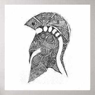 スパルタンヘルメットスケッチ ポスター