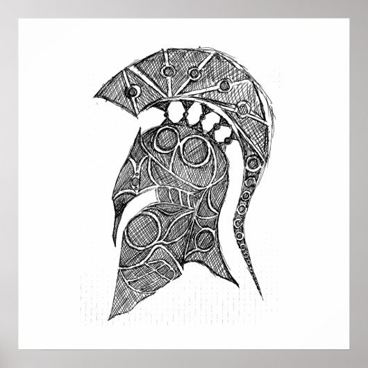 スパルタンヘルメットスケッチ ポスター (正面)