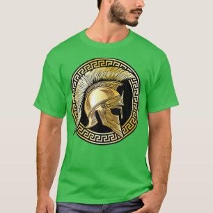 スパルタンヘルメット金ゴールドグラディエータースパルタグリークジムウォール Tシャツ