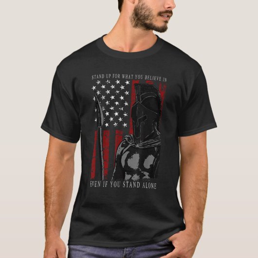 スパルタン戦士アメリカ国旗Tシャツ Tシャツ (正面)