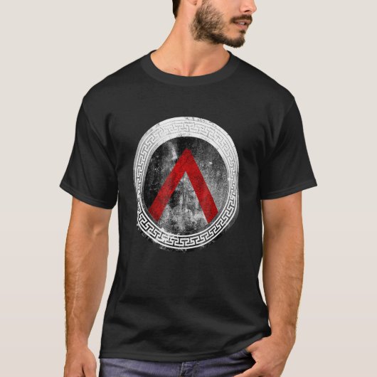 スパルタン戦士ラムダシールド古代ギリシャのヴィンタグ Tシャツ (正面)