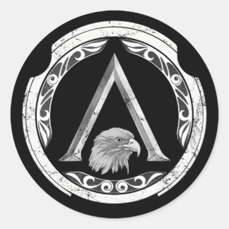 スパルタン・イーグル・ギリシャ・シールドクラシック・ラウンド・ステッカー ラウンドシール