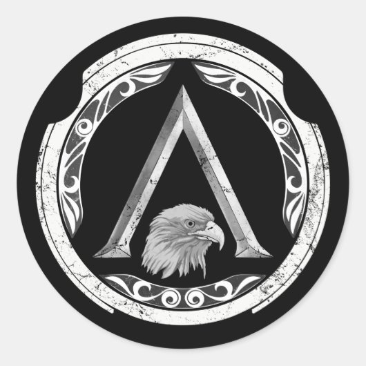 スパルタン・イーグル・ギリシャ・シールドクラシック・ラウンド・ステッカー ラウンドシール (正面)