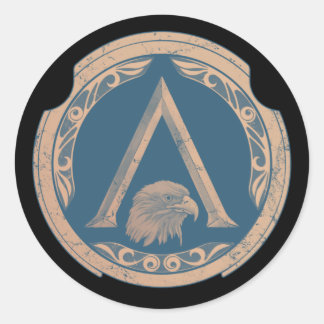 スパルタン・イーグル・ギリシャ・シールドクラシック・ラウンド・ステッカー ラウンドシール