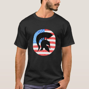 スパルタ兵士アメリカ国旗Usaスパルタン釉薬 Tシャツ