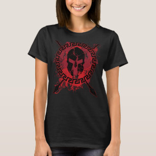 スパルタ兵士ヘルメッ動揺してトギリシャのヘルメット赤 Tシャツ