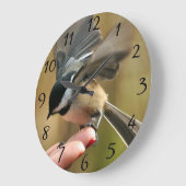 スパロウが妻の手に乗っている ラージ壁時計 (傾斜)