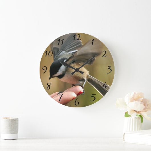 スパロウが妻の手に乗っている ラージ壁時計 (ホーム)