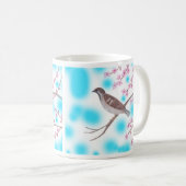 スパロウさくらんぼの花の木の空のマグカップ コーヒーマグカップ (正面右)
