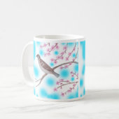 スパロウさくらんぼの花の木の空のマグカップ コーヒーマグカップ (正面左)