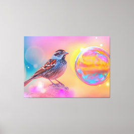 スパローカラフルとレインボーバブル キャンバスプリント