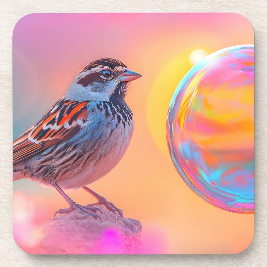 スパローカラフルとレインボーバブル コースター (正面)