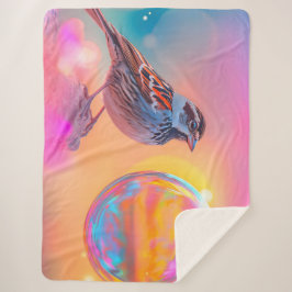 スパローカラフルとレインボーバブル シェルパブランケット