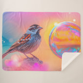 スパローカラフルとレインボーバブル シェルパブランケット (正面(横))