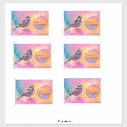 スパローカラフルとレインボーバブル シール (シート)