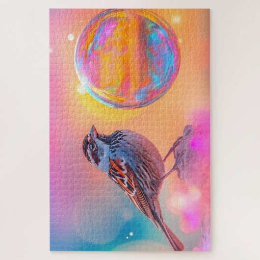 スパローカラフルとレインボーバブル ジグソーパズル (縦)