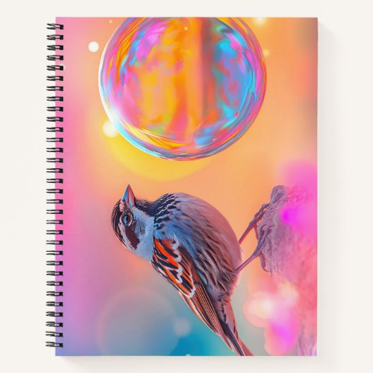 スパローカラフルとレインボーバブル ノートブック (正面)