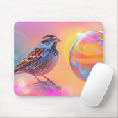 スパローカラフルとレインボーバブル マウスパッド (マウス)